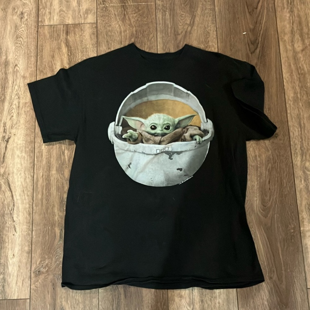 Black Kids T-Shirt with Baby Yoda Design